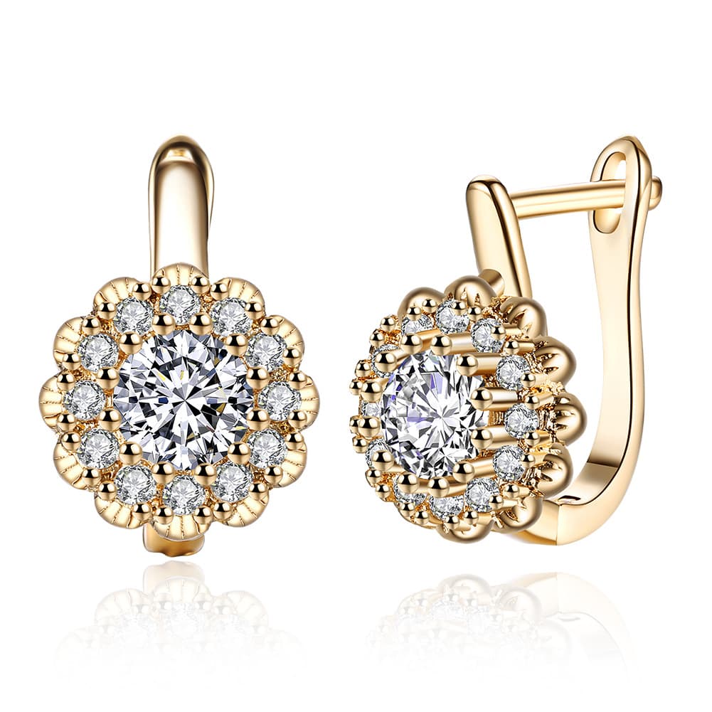 Women's Jewelry Zircon Earrings Popular Flower Shaped Diamond Earrings Accessories