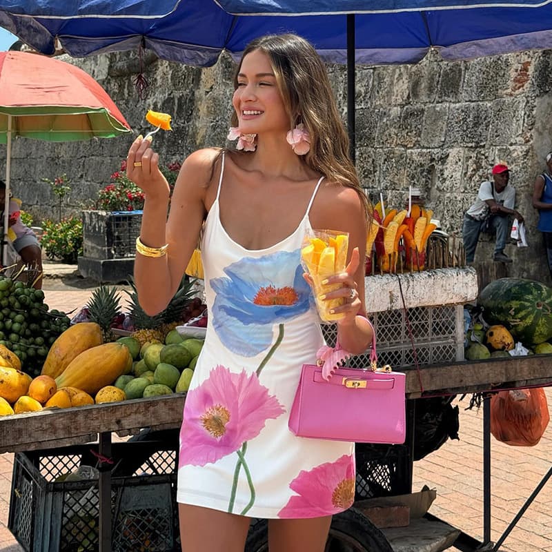 2025 Summer Beach Vacation Flower Printed Exclusive Strap Sleeveless Bareback Slimming A-line Hoodie Short Skirt