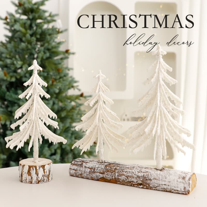 Christmas Mini Tree Ornaments European Creative White Desktop Tree Decorations