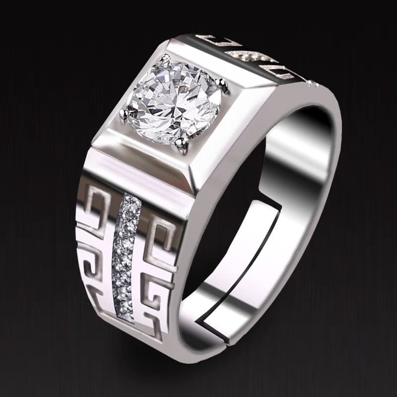 925 Silver Plated Men's Personality Domineering One Carat Moissanite Diamond Couple Wedding Ring