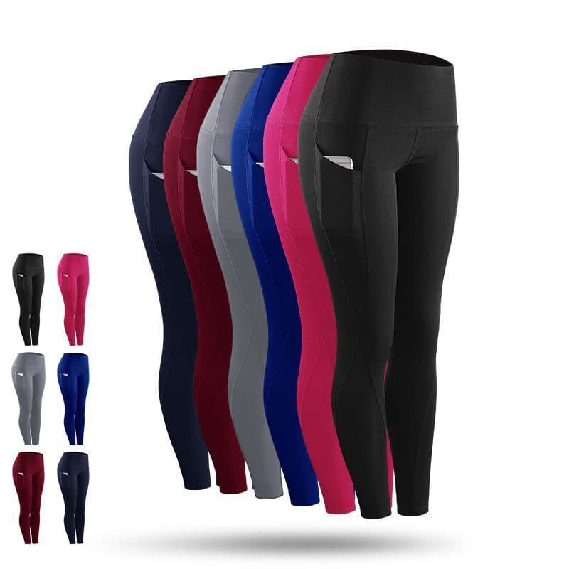 Women's Fashion High Waist High Elastic Sports Running Yoga Bottom Nine Point Pants