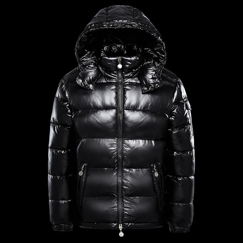 Unisex Black Shiny Puffer Jacket With Hood - Fleece Lined, Thickened, Oversized Fit For Men & Women