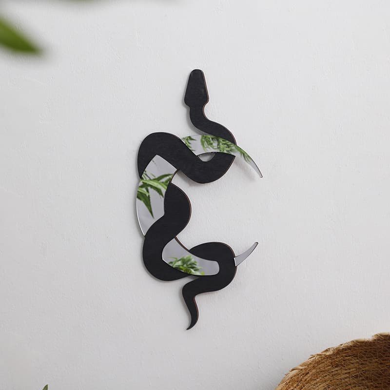 Bohemian souvenirs Crescent snake wooden mirror Creative three-dimensional wall stickers pendants background wall decoration ornaments