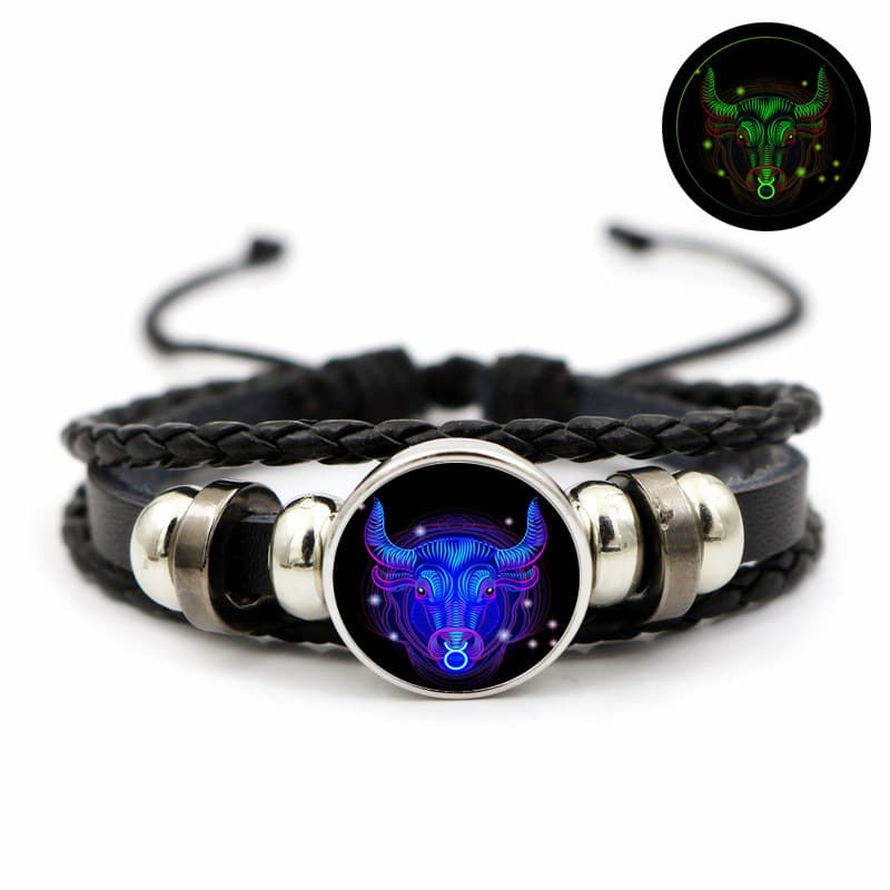 Bracelet en cuir lumineux pour homme et femme, douze constellations, style coréen, simple et lumineux