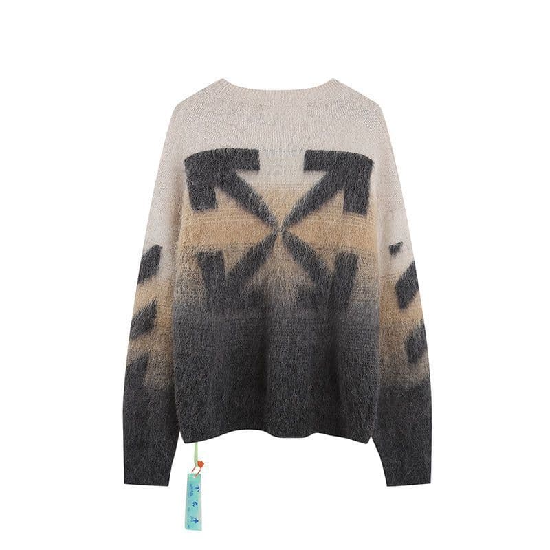 Nouvelle tendance automne/hiver OW WAR pull ample en laine tricoté jacquard mohair dégradé de flèches