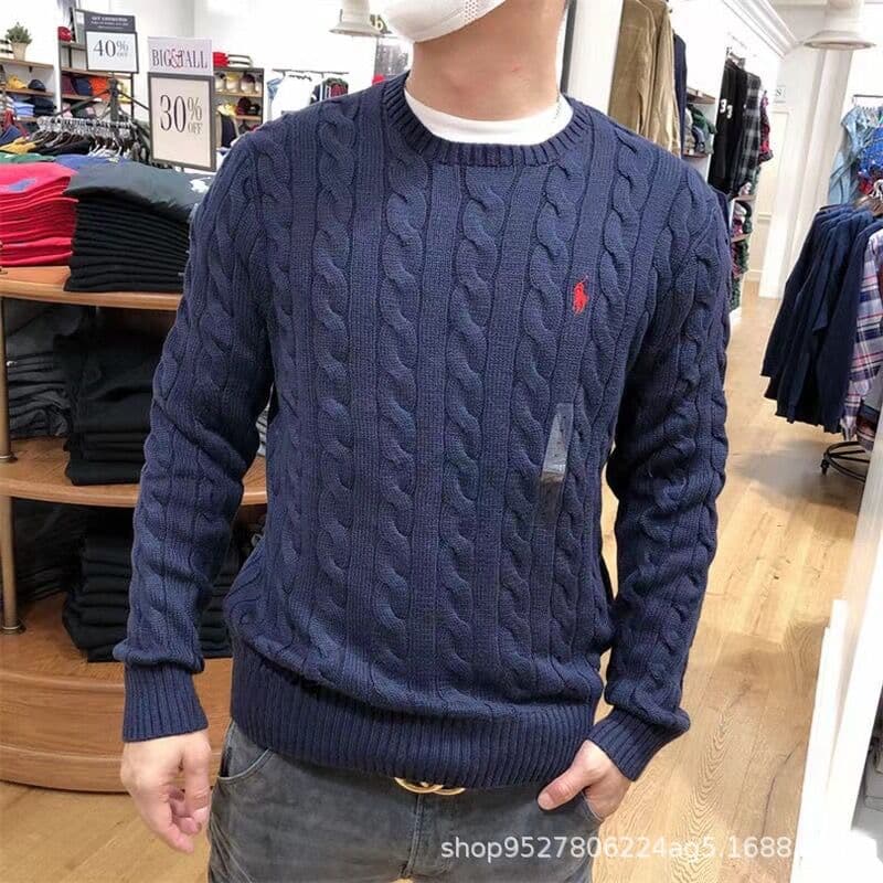 Pull homme automne-hiver 2024, modèle Paul Twist, col rond, col rond, en pur coton chaud, manches longues.