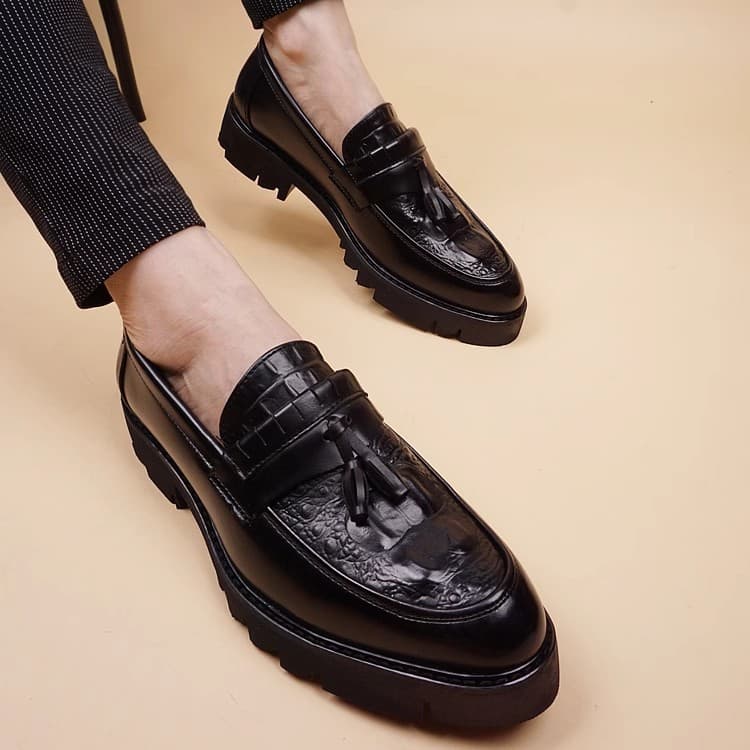 ct Business Leisure Leather Shoes For Men With Thick Soles And Elevated Inner Height, Trendy Korean Version High Heels,