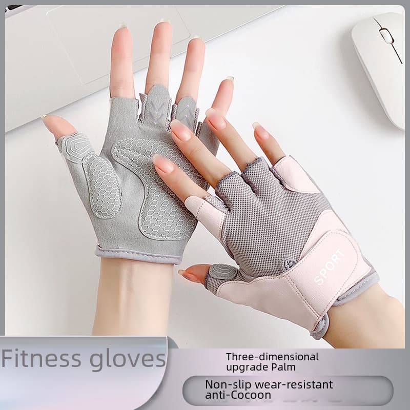 Fitness Women Half Finger Gloves Anti-cocoon Outdoor Riding Anti-slip Wear Climbing Sports Equipment Weight Iron Jump Rope Horizontal Bar