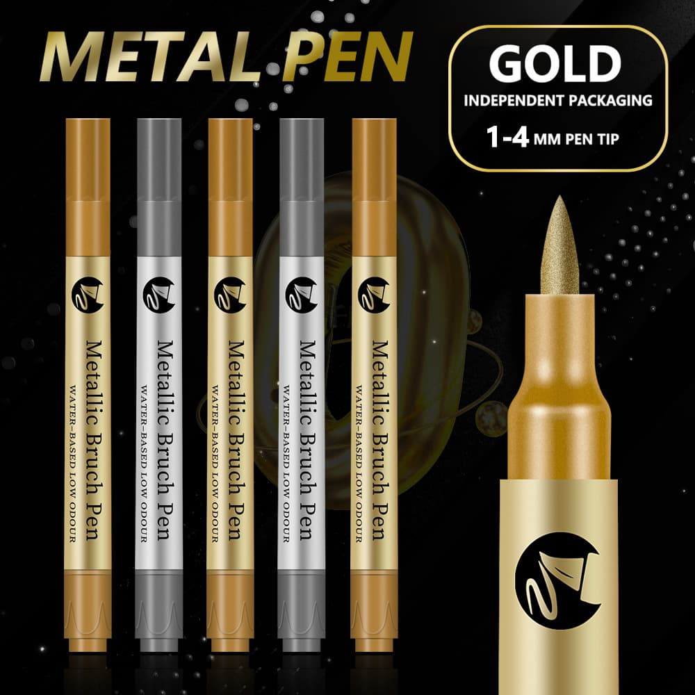 Unisex soft head high gloss metal pen activity signature pen greeting card painting pen water based paint pen paint pen