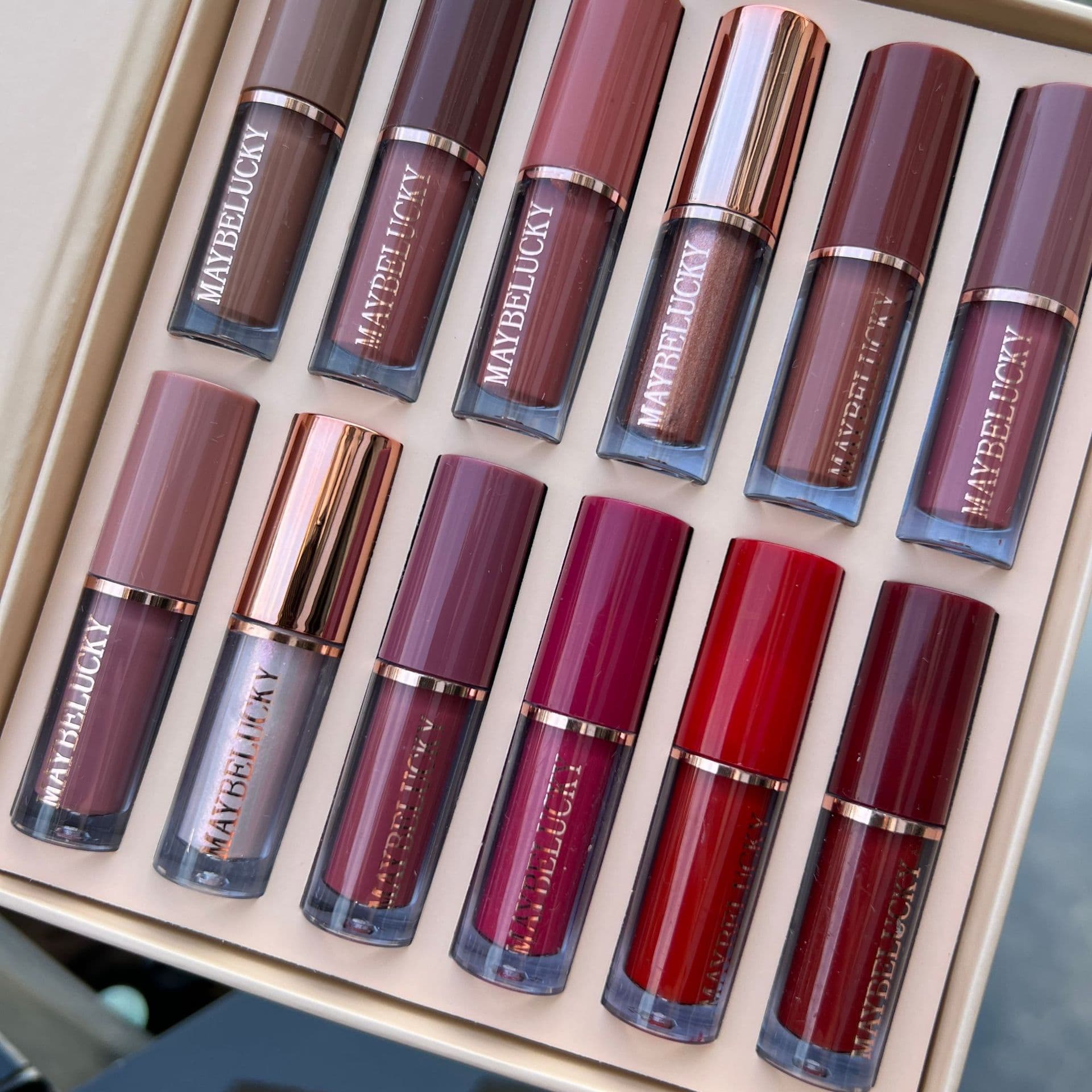 Lip Gloss Set Pearlescent 12 Colors LIP GLOSS SET Long Lasting Waterproof Non Stick Matte Lipstick