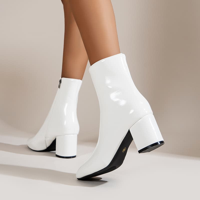 High Ankle For Women Mid-Calf 2025 Autumn New Side Zipper Plus Size Boots Fashion Chunky Heel Small Square Toe