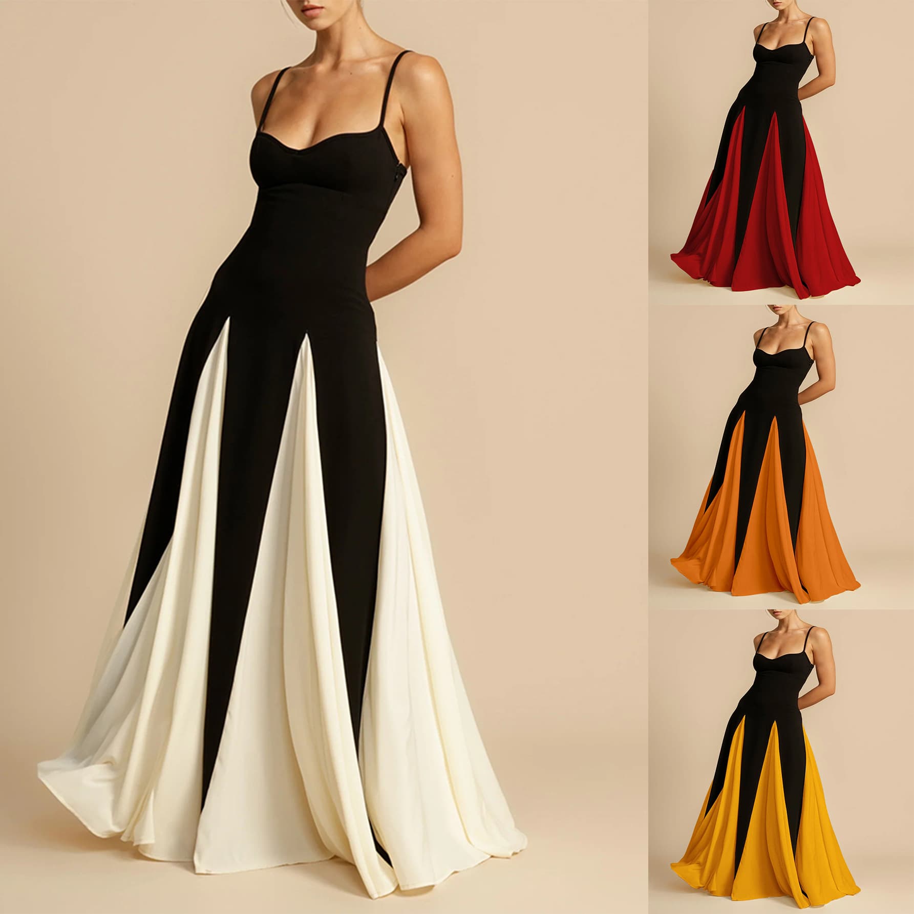 Women’s Clothing Elegant Fashion Sexy Nightclub Trend Off Shoulder Splicing Large Skirt Suspender Dress Ladies Evening Dress