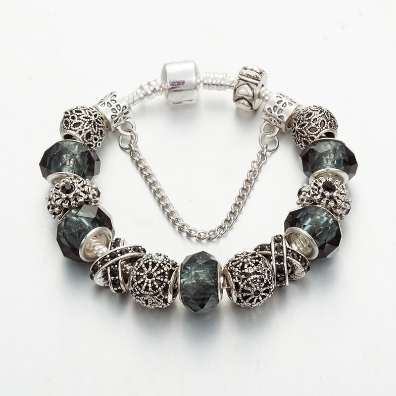 Pan Family New Black Crystal Beaded Bracelet Creative Matching Fashion Magazine Style
