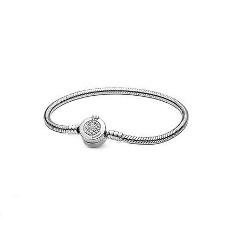 S Sterg Bracelet Same Design White Copper Plated Sier Basic Crown Round Bead Buckle Snake Bone Chain Female