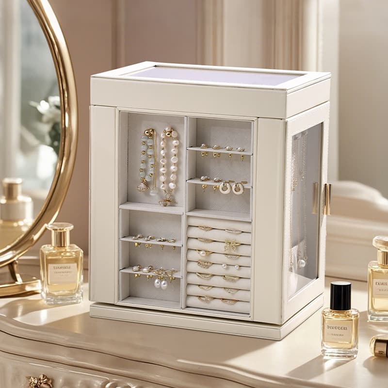 Family Organizer Rotating Window Multi Layer Necklace Jewelry Box Earrings Earrings Ring Jewelry Storage Box