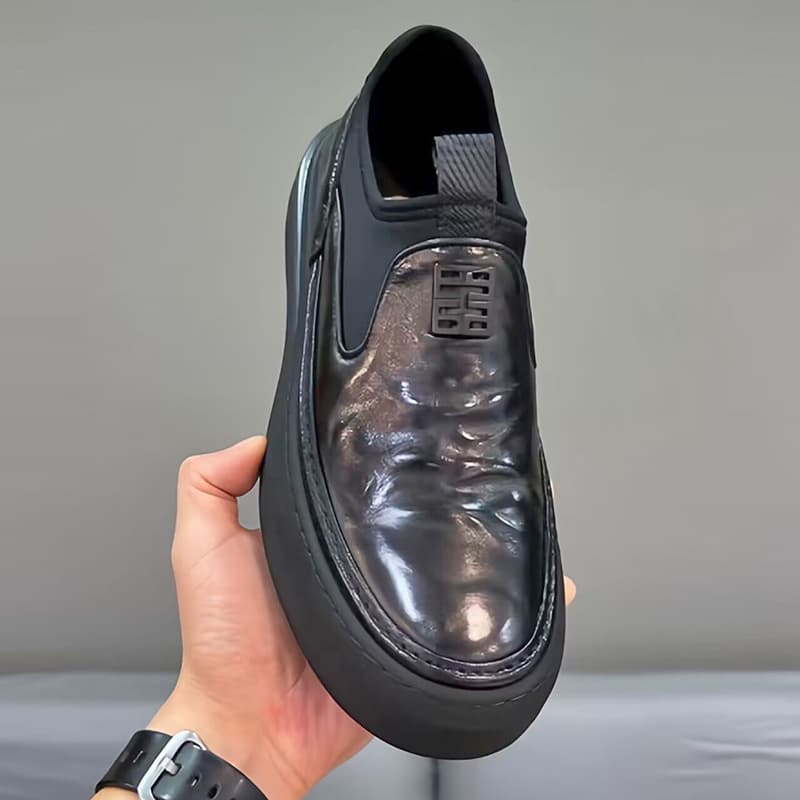 Step On Dad's 2025 Autumn/Winter New Casual Lazy Le Fu Men's Versatile Bright Leather Bean Shoes Men