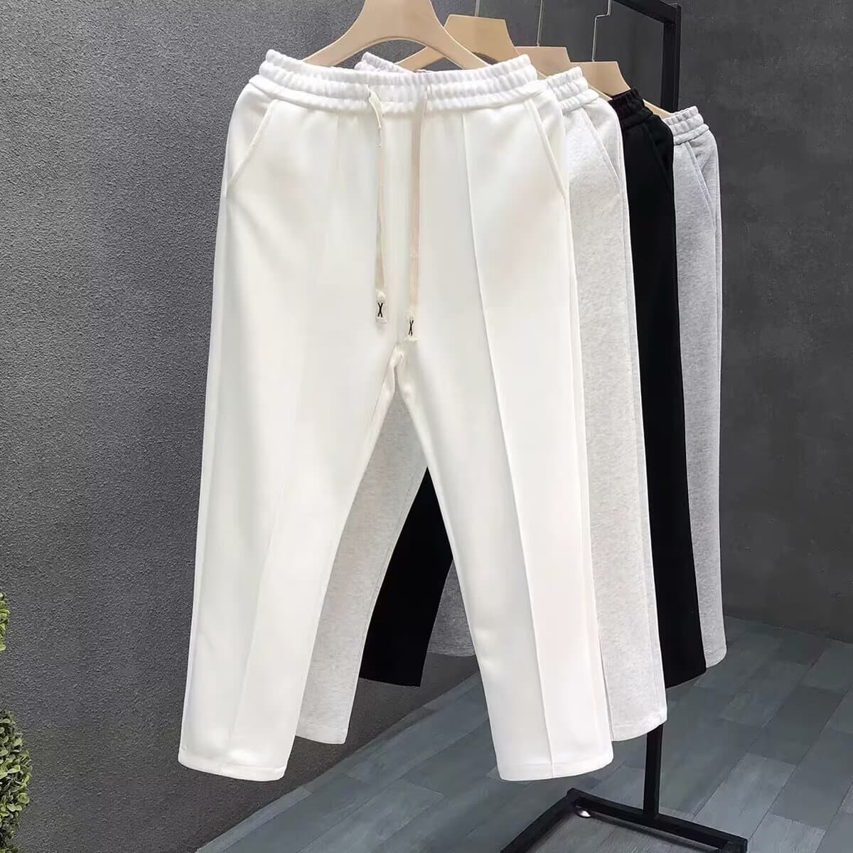 Men's Elastic Waist Jogger Pants – Slim Fit Straight Leg Casual Trousers With Contrast Drawstring (M-3XL)