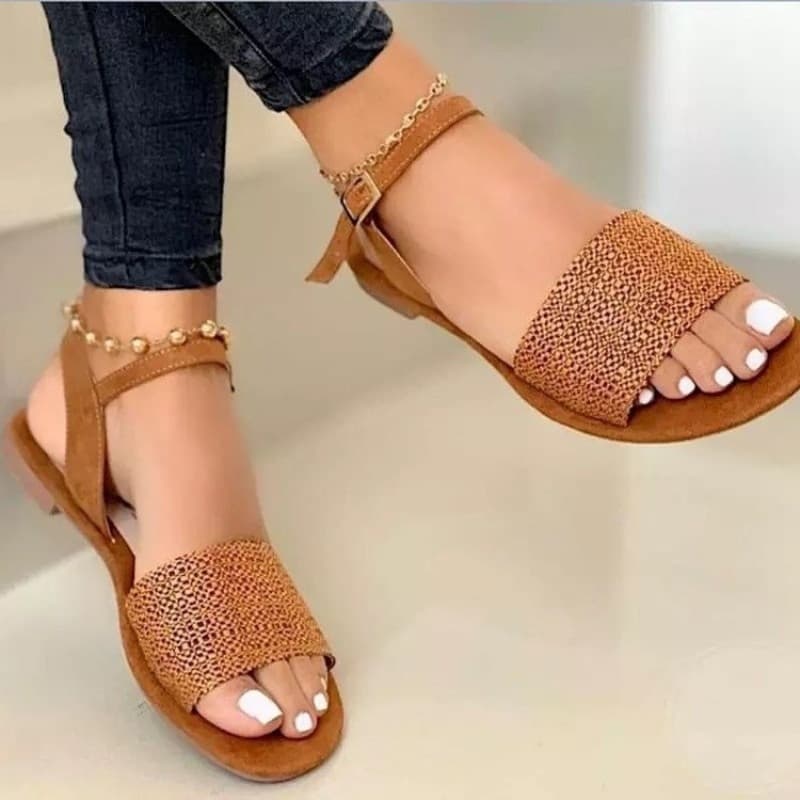 New Summer Flats Women's 2024 Ankle Strap Casual Ladies Roman Shoes Open Toe Cozy Female Gladiator Fashion Woman Sandals