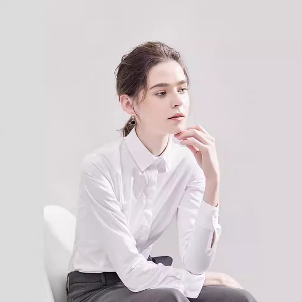 Women's Clothing White Shirt Long Sleeved Slim Fit Long Sleeve Blouse – Wrinkle-Free Professional Shirt With Embroidery For Office & Casual Wear