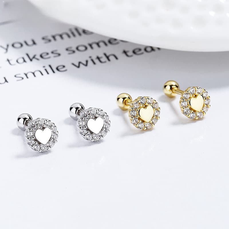 Heart Threaded Earrings New Fashion Personality Bone Studs Simple Style Versatile Ear Jewelry For Women