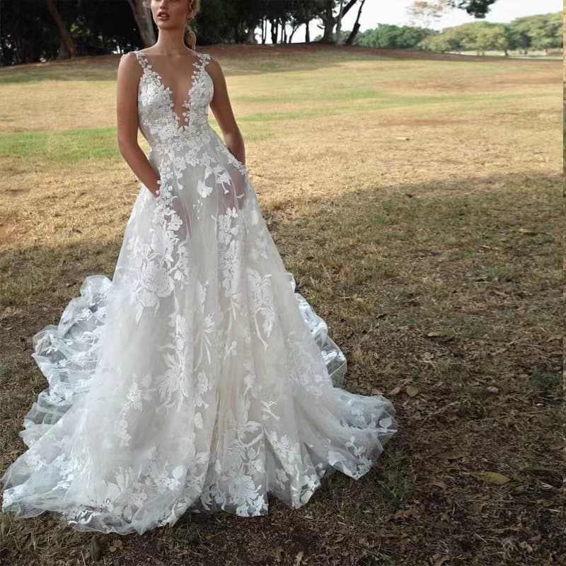 Women's Clothing Women's Tutu Skirt Lace Bridal Wedding Dress Sexy Pure White Suspender Bridesmaid Dress