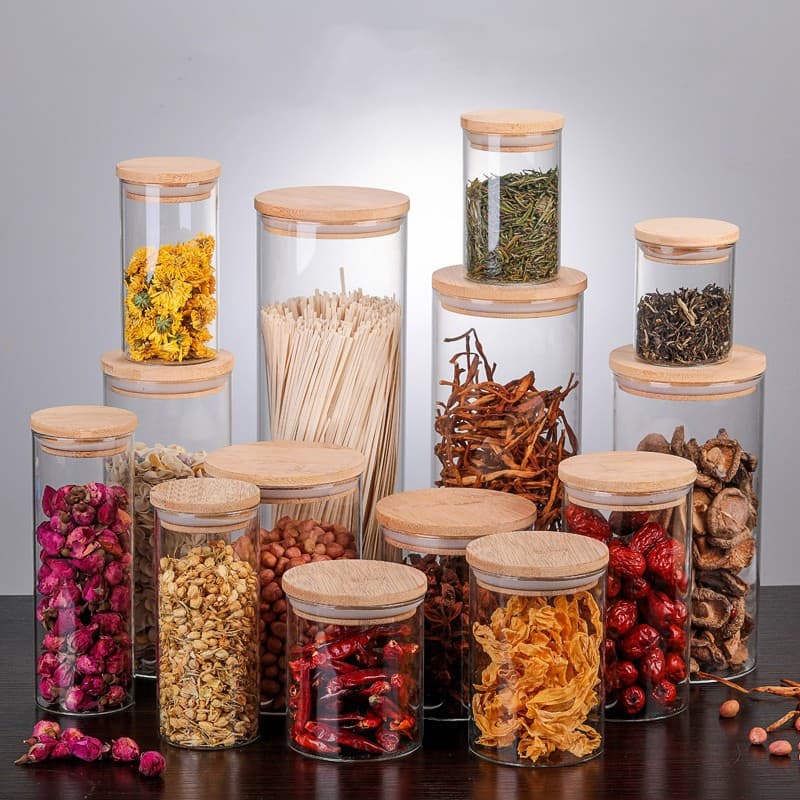 Home Storage & Organization Tea Cans Glass Sealed Jars Straight Kitchen Storage Jars Dried Fruit Snacks Candy Storage Bottles