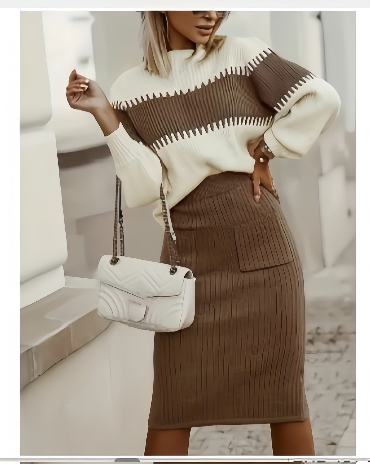 Women's Clothing New Black Pullover Sweater Suit Temperament Goddess Suit Net Celebrity Knitted Sweater Plus Skirt
