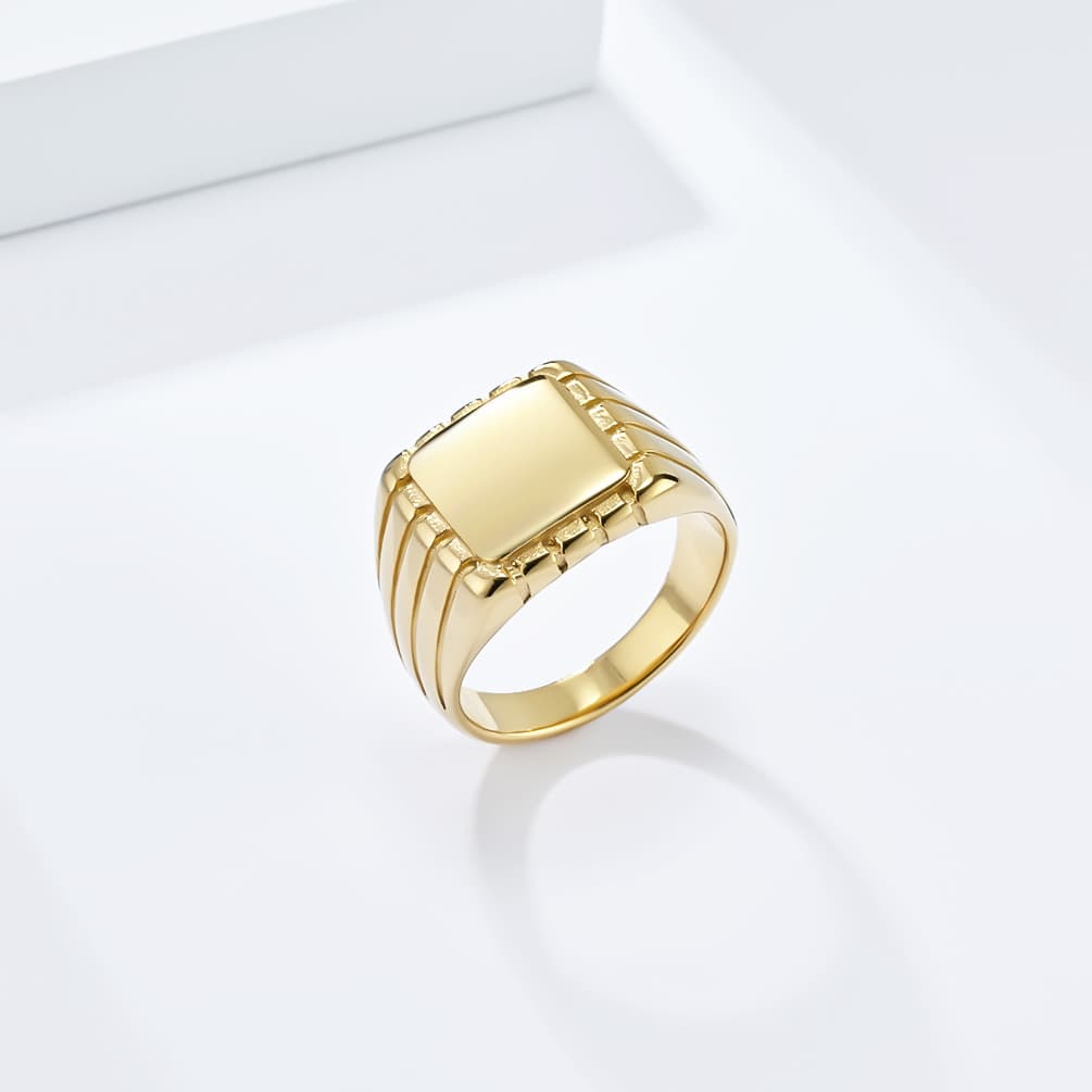 European and American-style mid-sex cold surface square seal titanium steel ring niche personality simple plain ring jewelry accessories