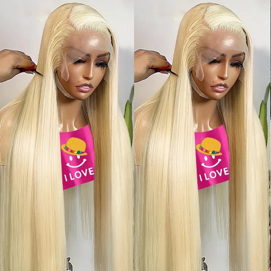hot selling 30 32 Inch 13x4 Straight 613 Blonde Front Human Hair Wigs Brazilian Colored 13x6 HD Transpart Lace Frontal Wig for