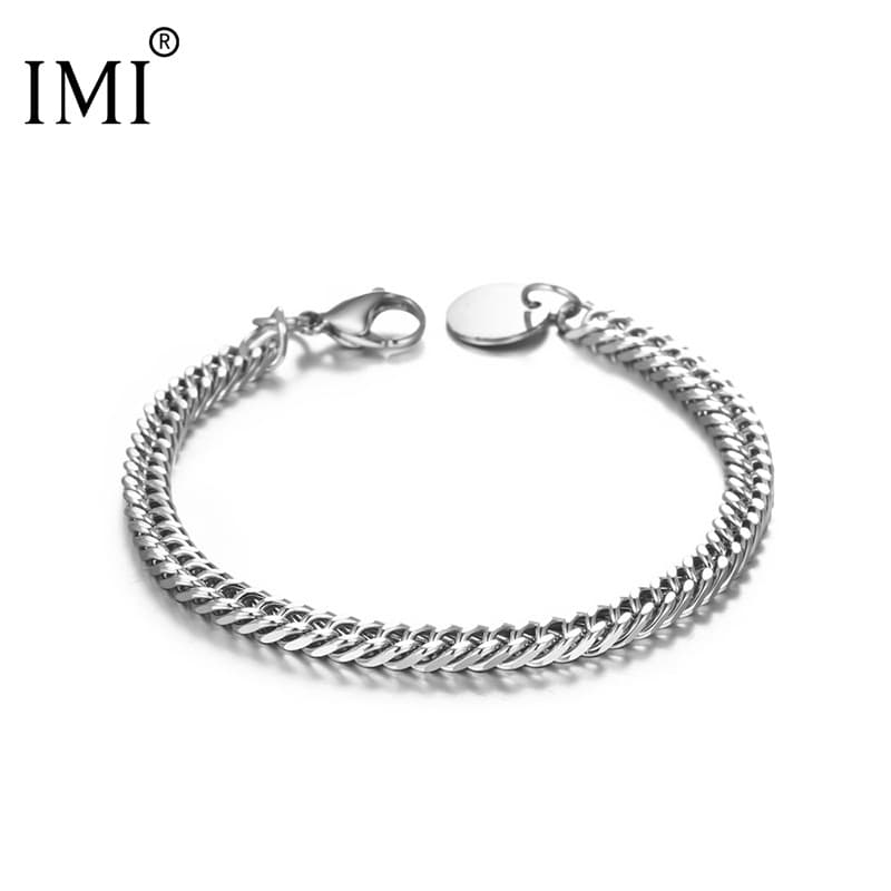 Charm Bracelets IMI Simple Titanium Steel Bracelet Men's Punk Bracelet Men's Wide Bracelet Student Hip Hop Jewelry YL149