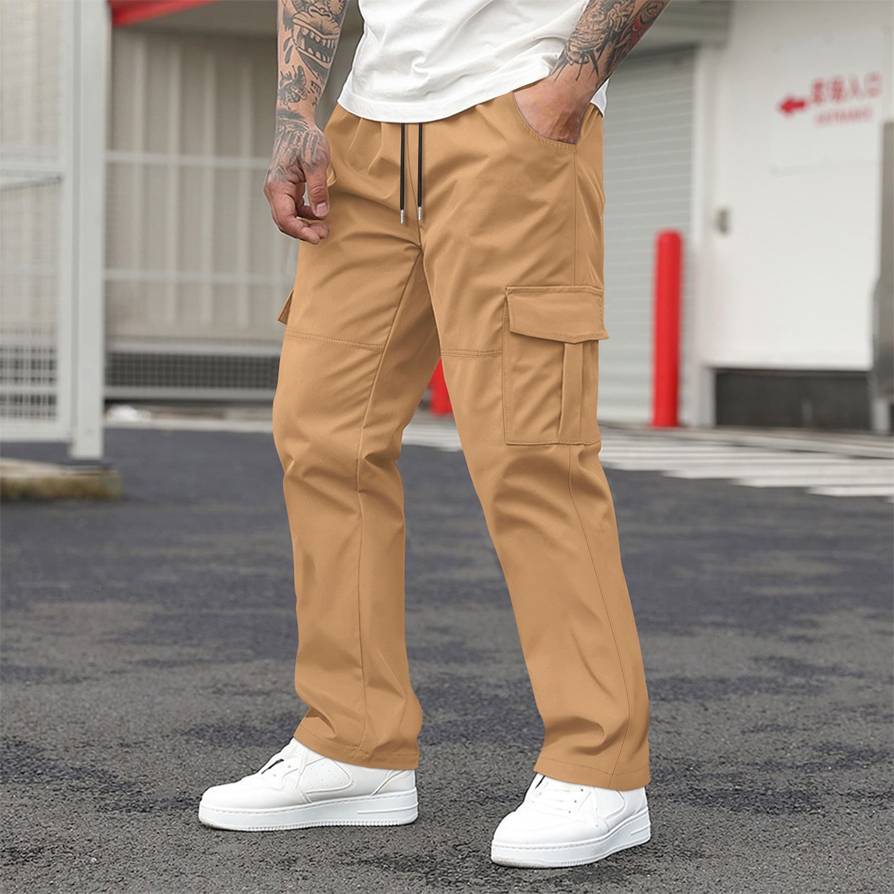 Men's European-Style Woven Casual Pants – Retro High-Waisted Loose Fit (Black/Light Gray/Dark Gray/Army Green/Khaki, S-XXXL)