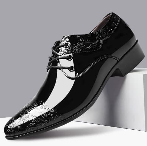 New Shiny Business Dress Leather Fashionable Casual Shoes, Men's Plus Size Lace Up, Wear-resistant And Breathable
