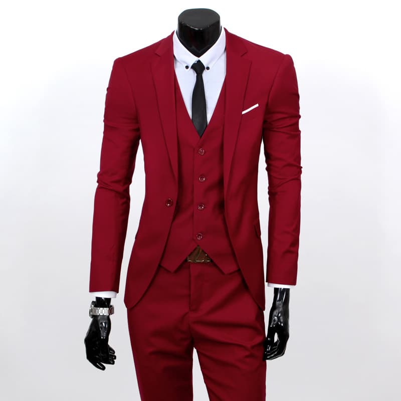 Men's Clothing One Button Suit For Work Slim Suit Temperament Men's Three Piece Suit