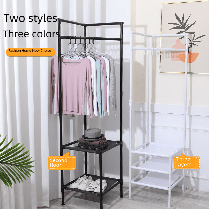 Corner coat rack floor bedroom household bedside clothes hanging rack simple storage rack corner clothes hanging storage