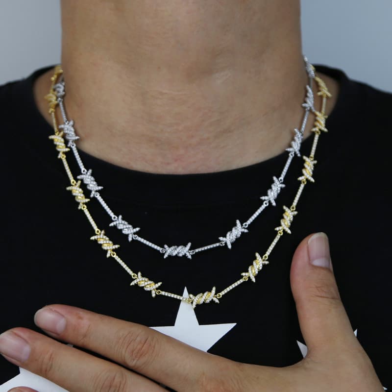 Hip Hop Fashion New Thorn Necklace Fashion Inlaid Zircon Tennis Chain Couple Necklace
