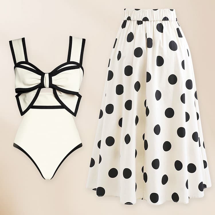 sexy one-piece swimsuit women's conservative belly-covering lace-up swimsuit hot spring chiffon beach skirt suit swimsuit