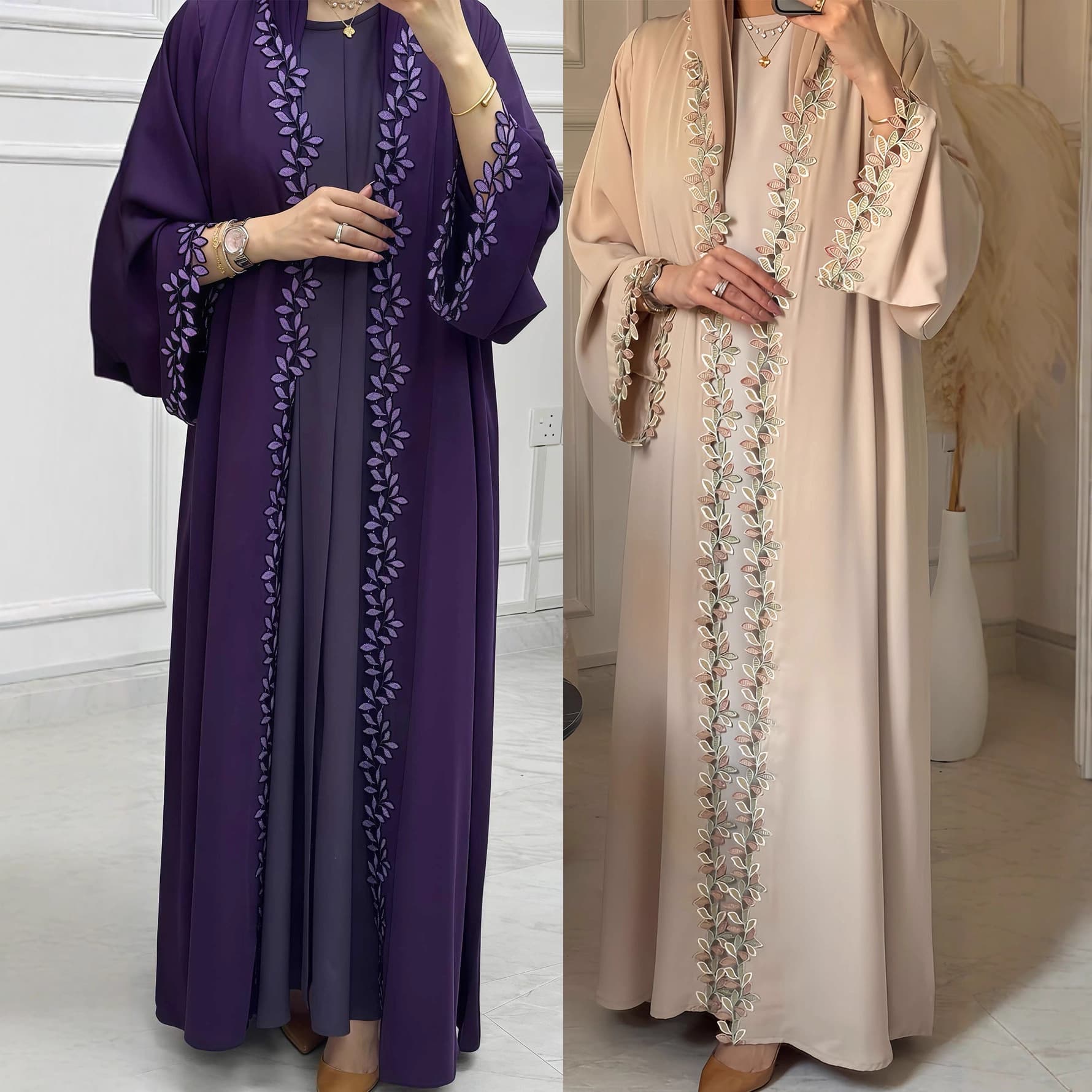 Women's Clothing Lace Ribbon Kaftan Middle Eastern Muslim Fashion Elegant Dress Robe