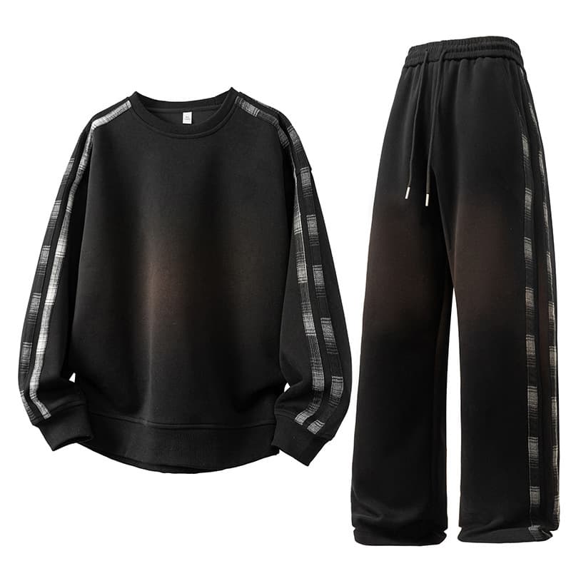Men's Plus Size Streetwear Tracksuit Set - Oversized Hoodie & Jogger Pants, 100% Polyester, Trendy Two-Piece Outfit For Casual Wear