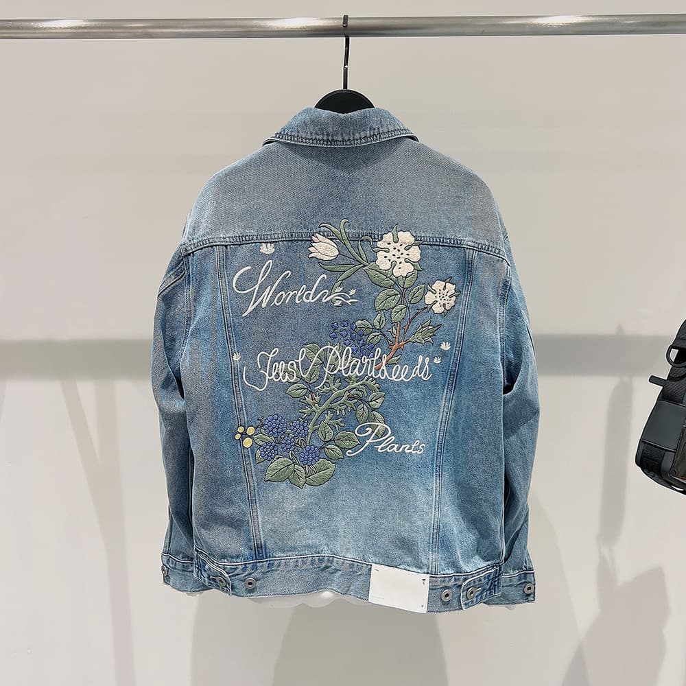 Man's clothing Fashion trend men's denim jacket personalized embroidered casual coat cotton