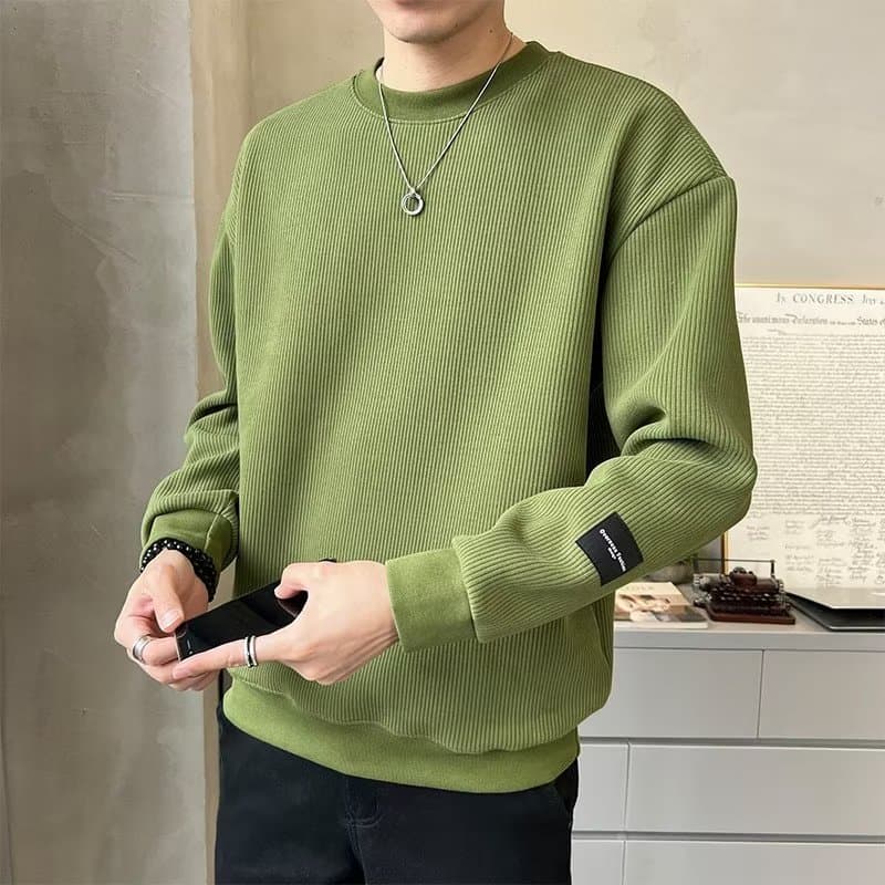 Hoodie men's spring and autumn new round neck long sleeved T-shirt loose pullover sports and leisure base shirt