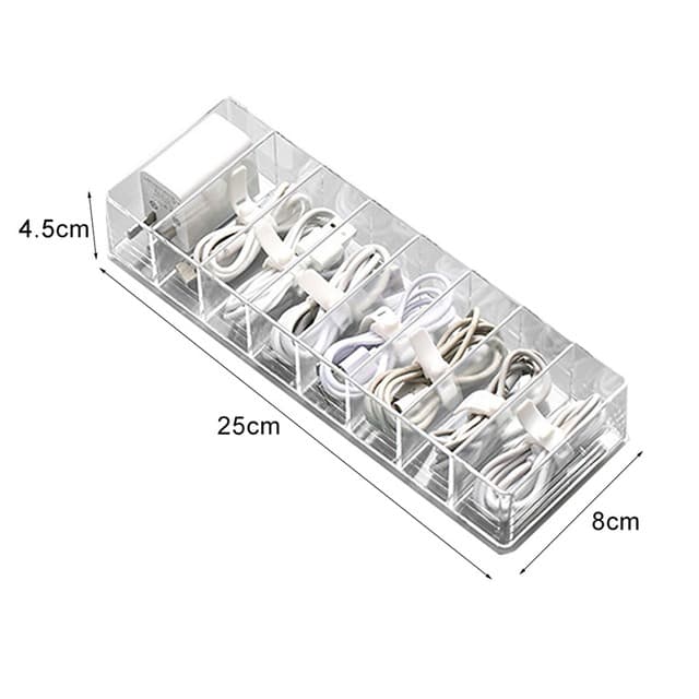 Cable Storage Box Transparent Plastic Data Line Storage Container for Desk Stationery Multifunctional headset Data charging line