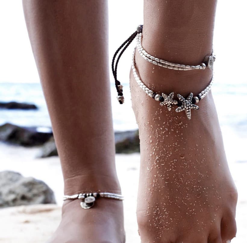 New Ethnic Style Starfish Rune OM Yoga Pendant Chain Beach Feet Ring