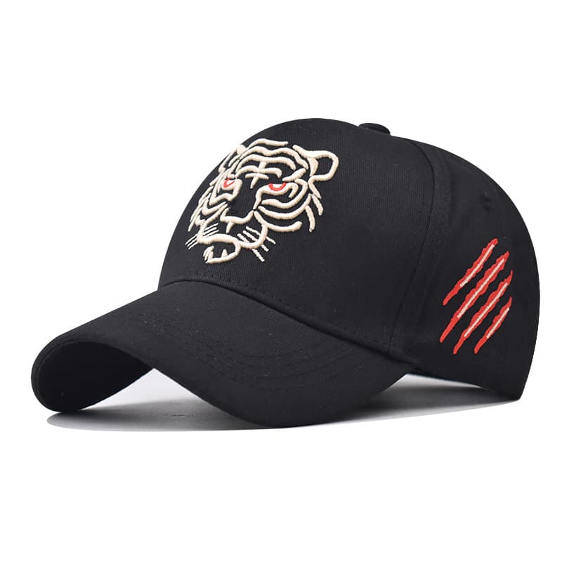 Cross-border four seasons new cotton large embroidered tiger head baseball cap men's and women's cotton tiger hat
