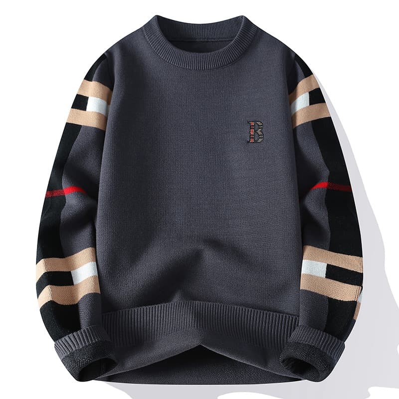 Pull d'automne-hiver pour homme, col rond élégant, sous-vêtement épais, maille tendance, décontracté, chaud et confortable.