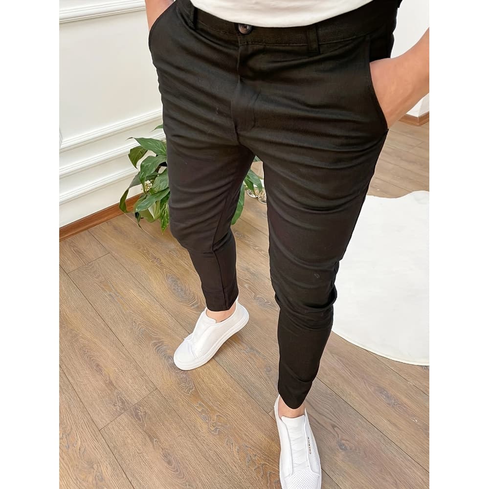 Man's clothing High stretch four season texture button casual small legs