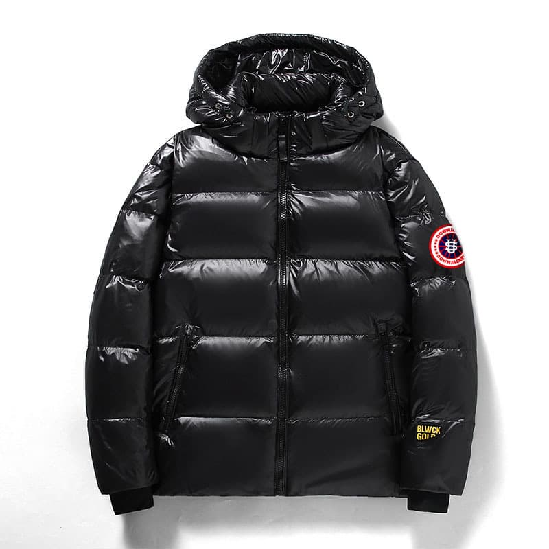 Men's Clothing Black And Gold Short Winter Coat, Unisex, Thickened And Warm, US Map Casual Short Jacket, Trendy Bar 002