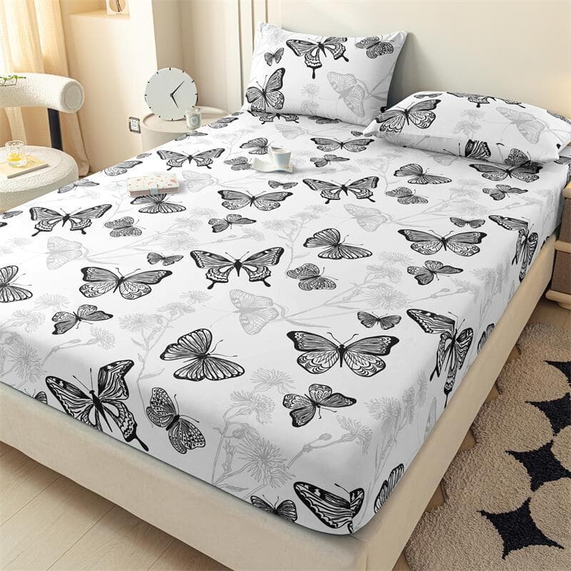 Cartoon Printed Fitted Sheet Dust Proof Skin Friendly Bed Fitted Sheet Mattress Protector Fitted Sheet - 1PC
