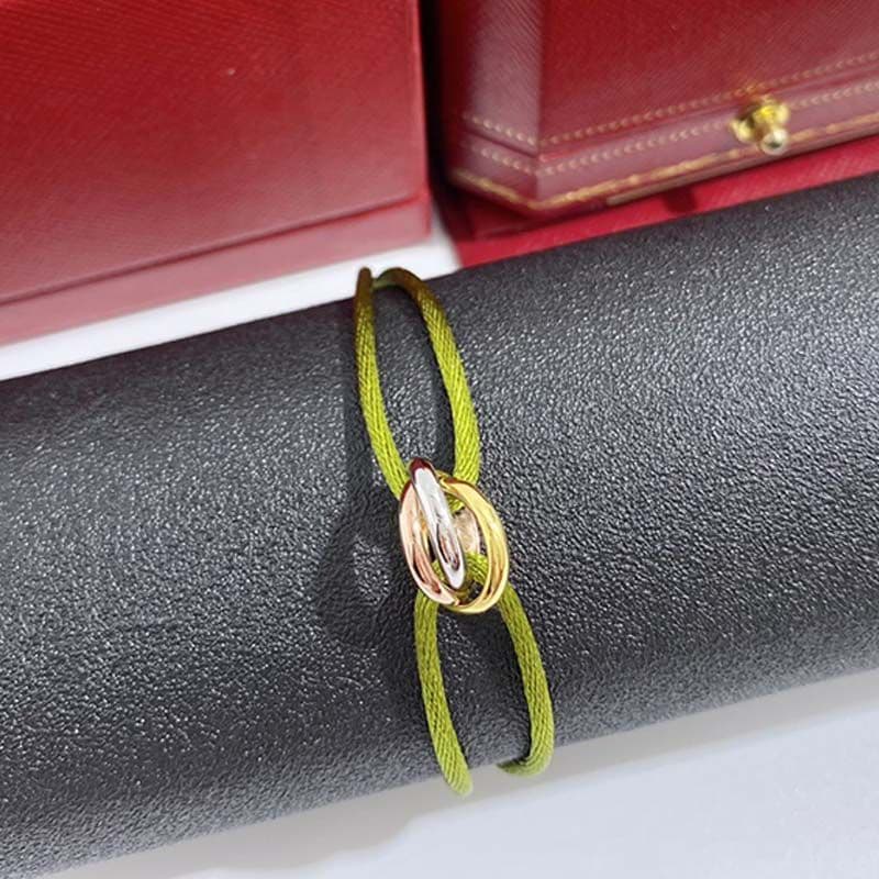 Bracelet homme femme créateur bijoux or unisexe acier inoxydable 3 boucles métal ruban lacé chaîne multicolore