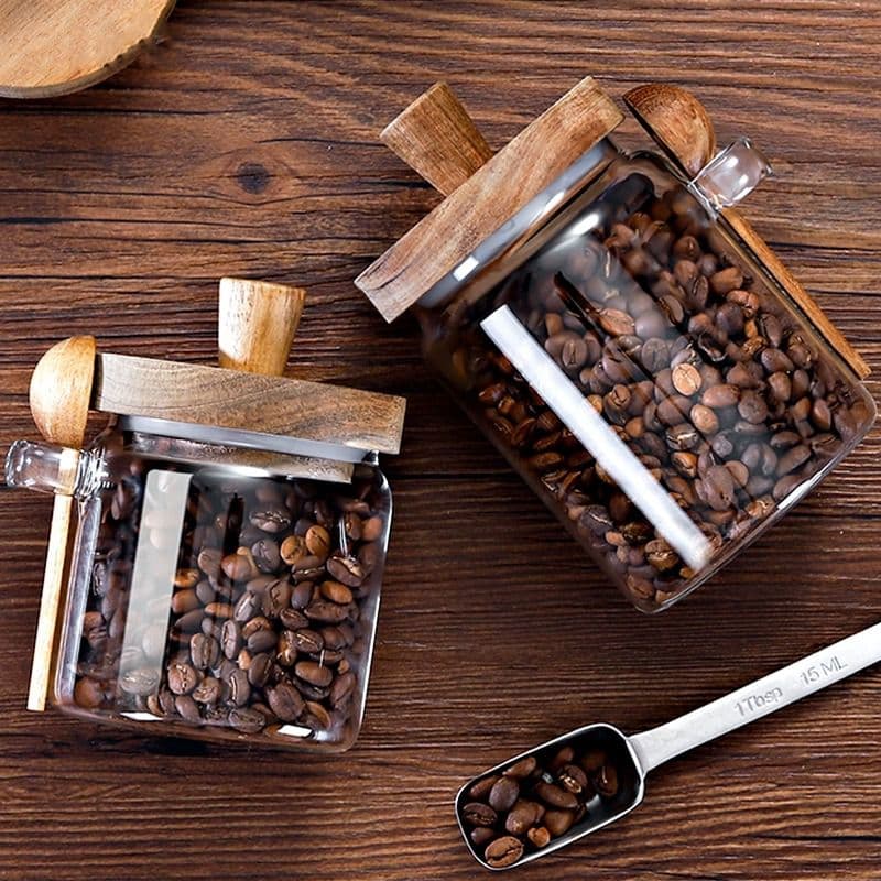 Coffee Glass Sealed With Spoon, Small Bottle For Bean Box, Coffee Powder Storage Jar, Tea Jar