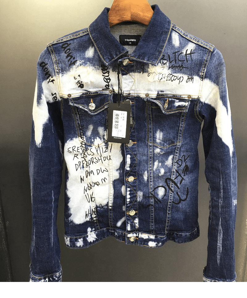 Man's clothing Quadratic men's cool printed dyeing personality fashion denim jacket